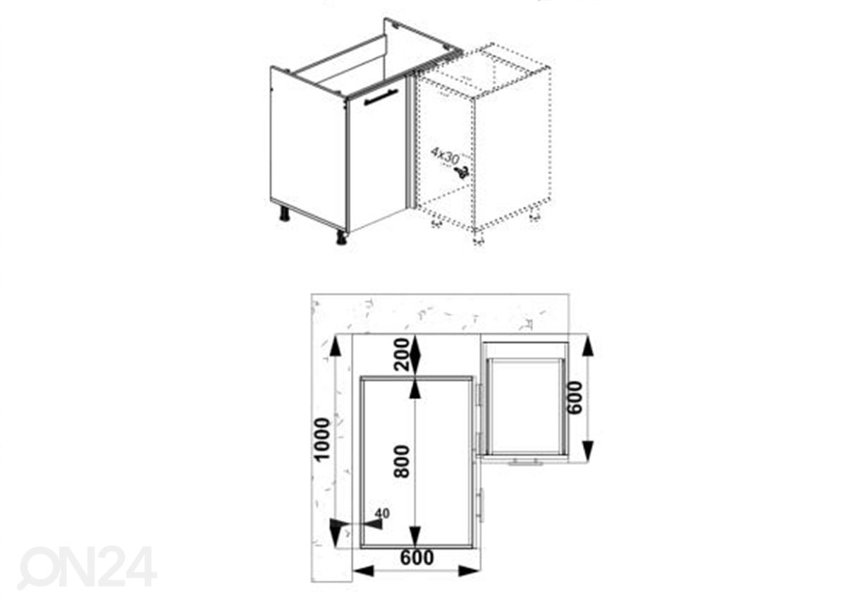 Nurgakapp 100 cm suurendatud