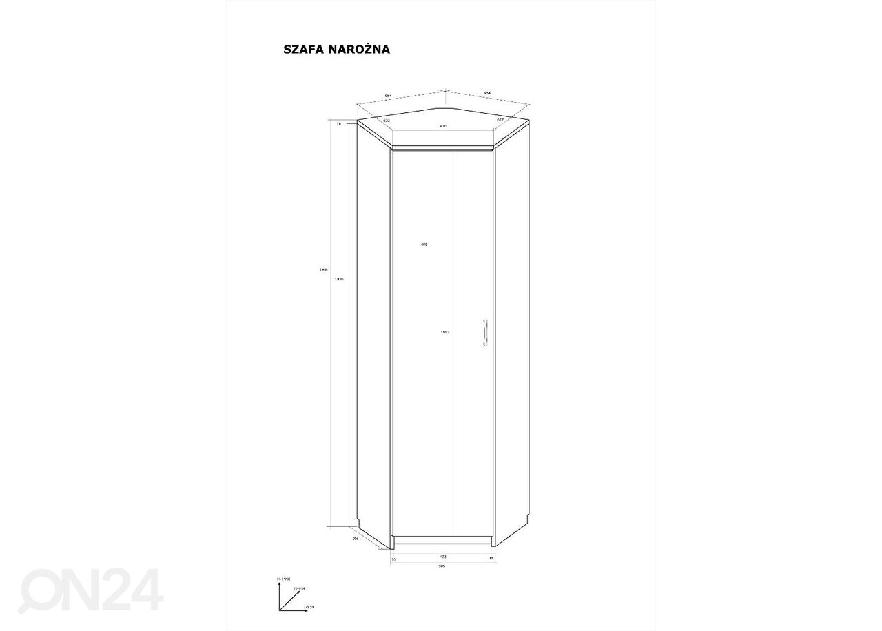 Nurgariidekapp 96x96 cm suurendatud