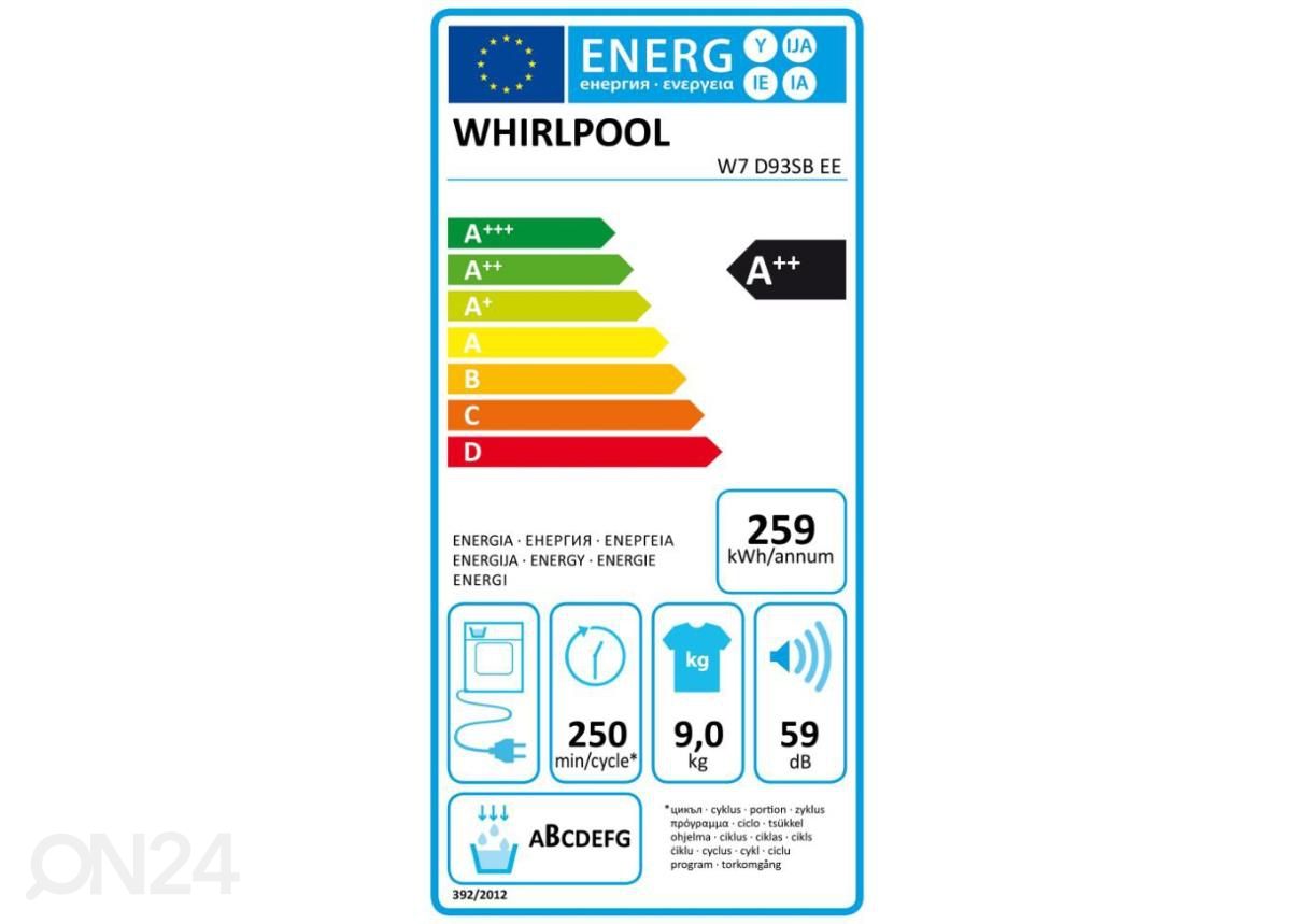 Pesukuivati Whirlpool W7D93SBEE suurendatud