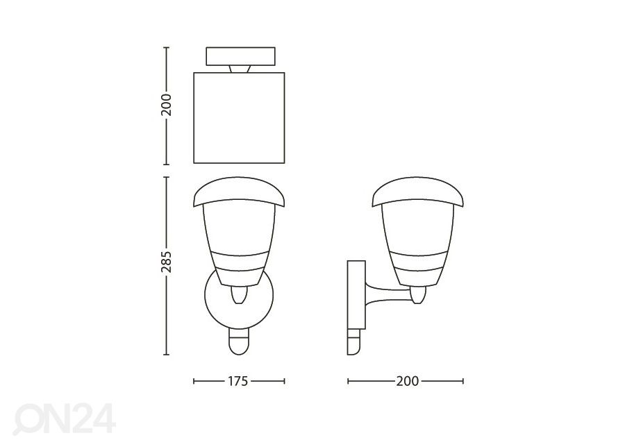 Philips Creek seinalatern liikumisanduriga E27 must suurendatud