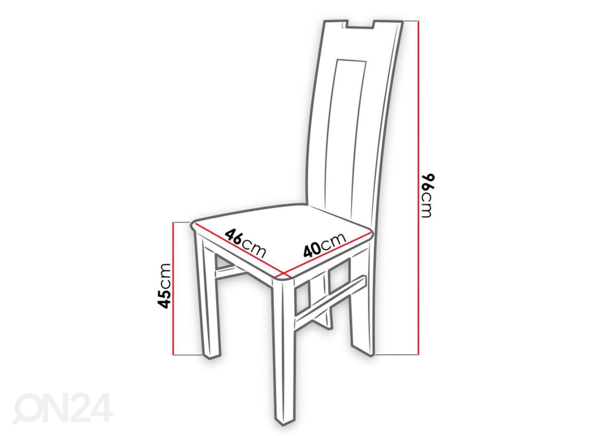 Pikendatav söögilaud 80x160-200 cm + 6 tooli suurendatud