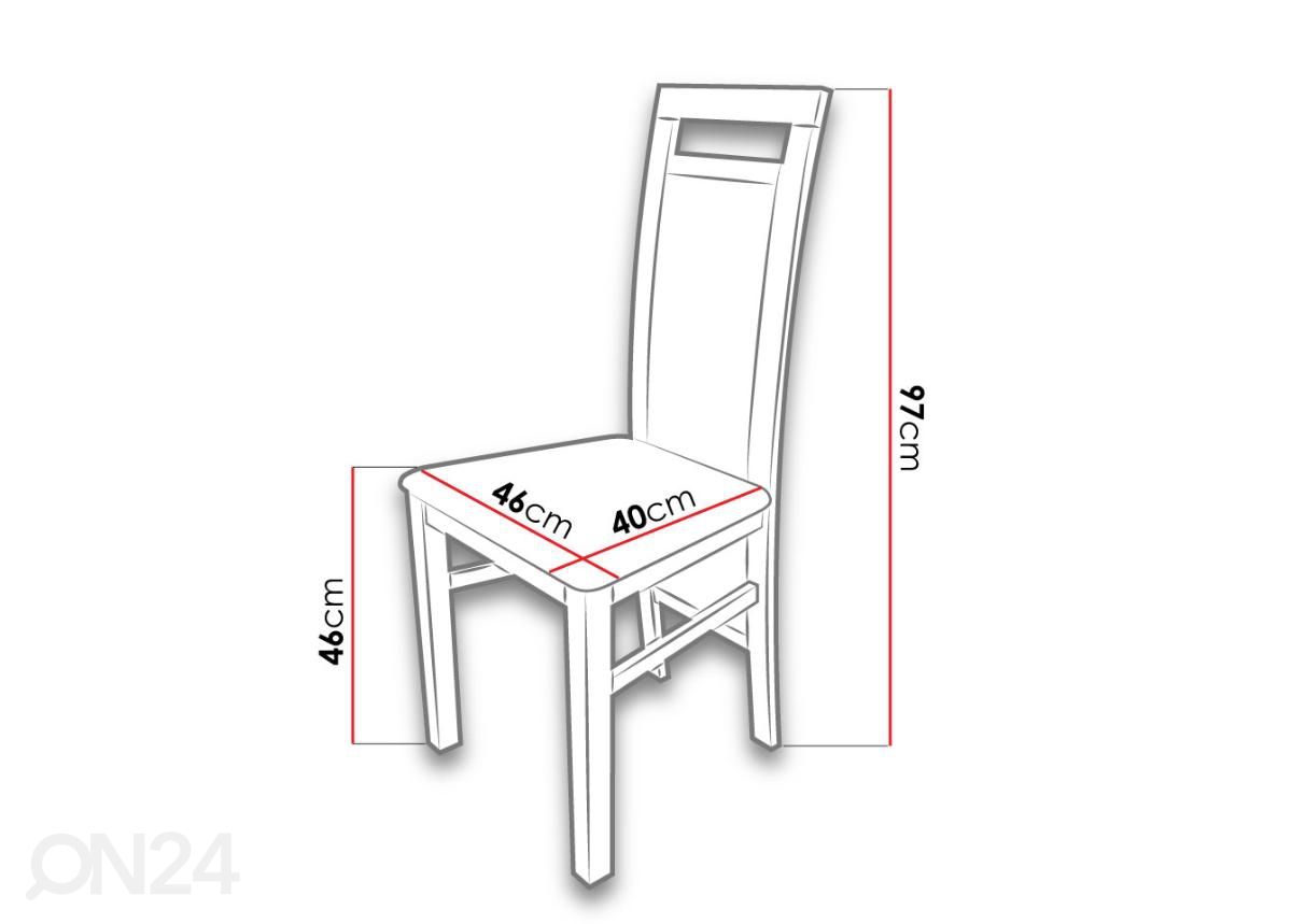 Pikendatav söögilaud 80x160-200 cm + 6 tooli suurendatud