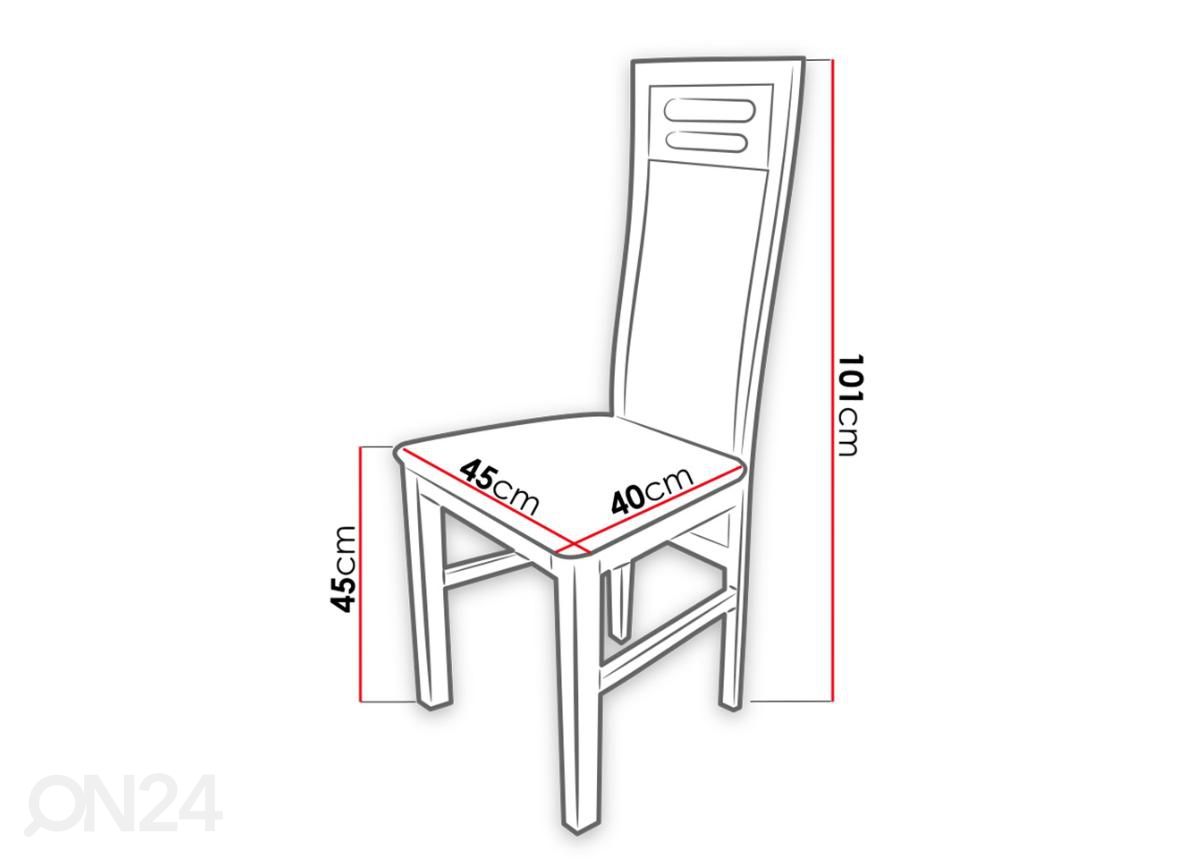 Pikendatav söögilaud 80x160-200 cm + 6 tooli suurendatud