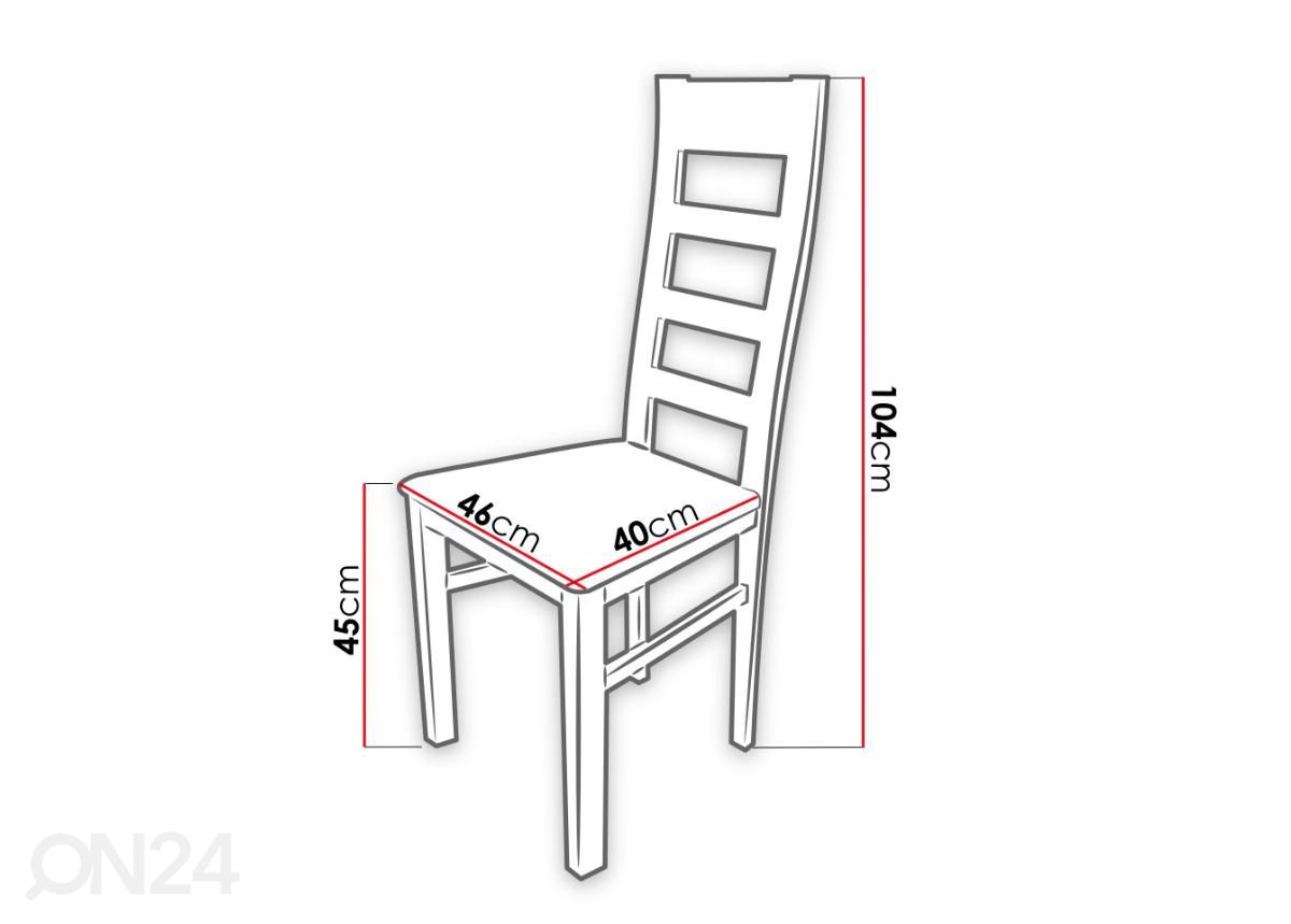 Pikendatav söögilaud 90-240x90 cm + 4 tooli suurendatud