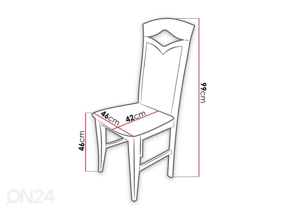 Pikendatav söögilaud 90x160-240 cm + 6 tooli suurendatud