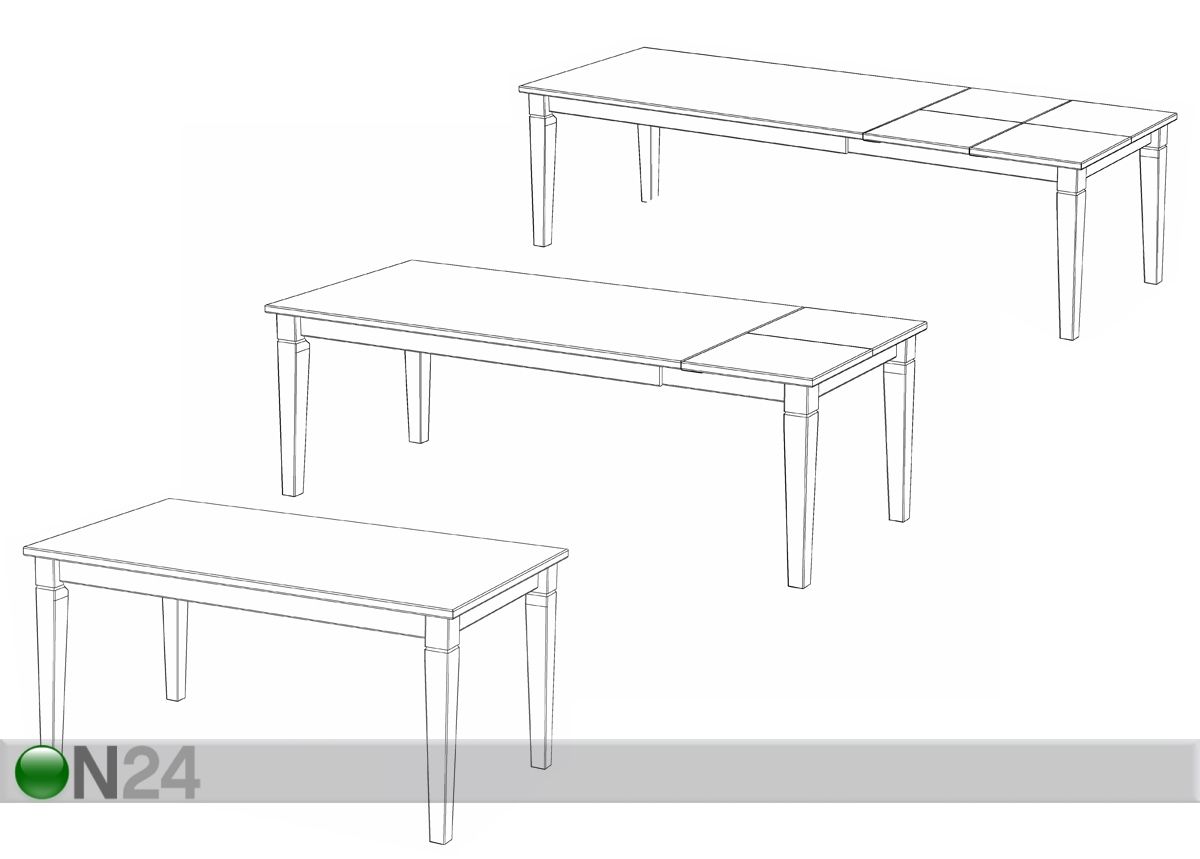 Pikendatav söögilaud Windsor 100x180-280 cm suurendatud