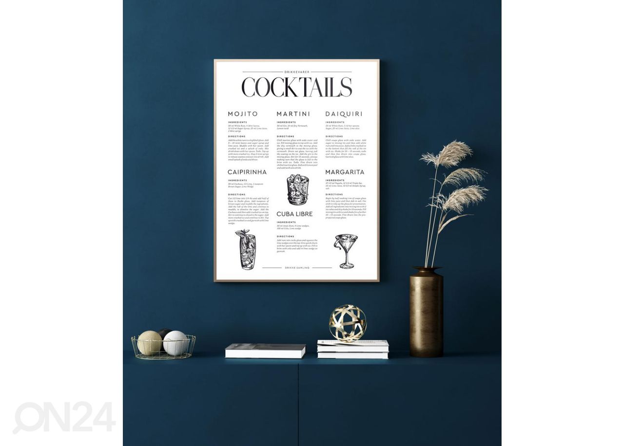 Poster Cocktails 21x30 cm suurendatud