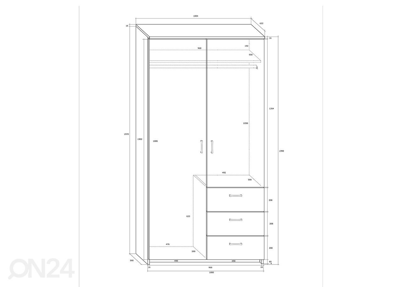 Riidekapp 100x62 cm suurendatud