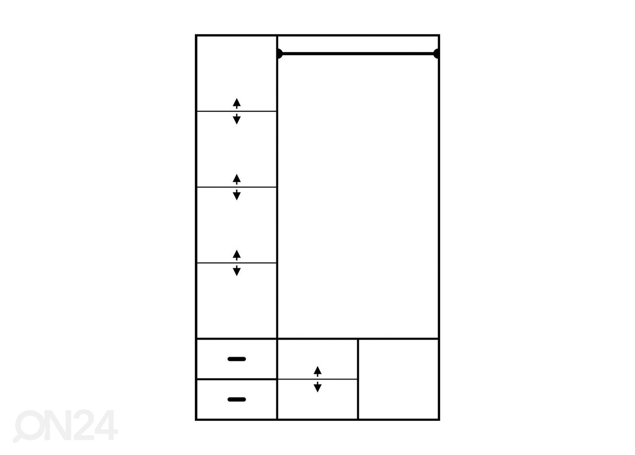 Riidekapp 120 cm suurendatud