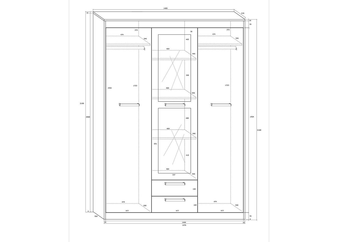 Riidekapp 148 cm suurendatud