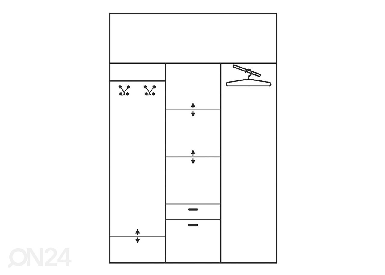 Riidekapp 149 cm suurendatud