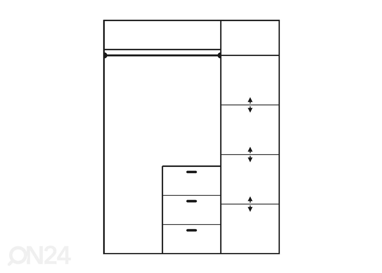 Riidekapp 150x62 cm suurendatud