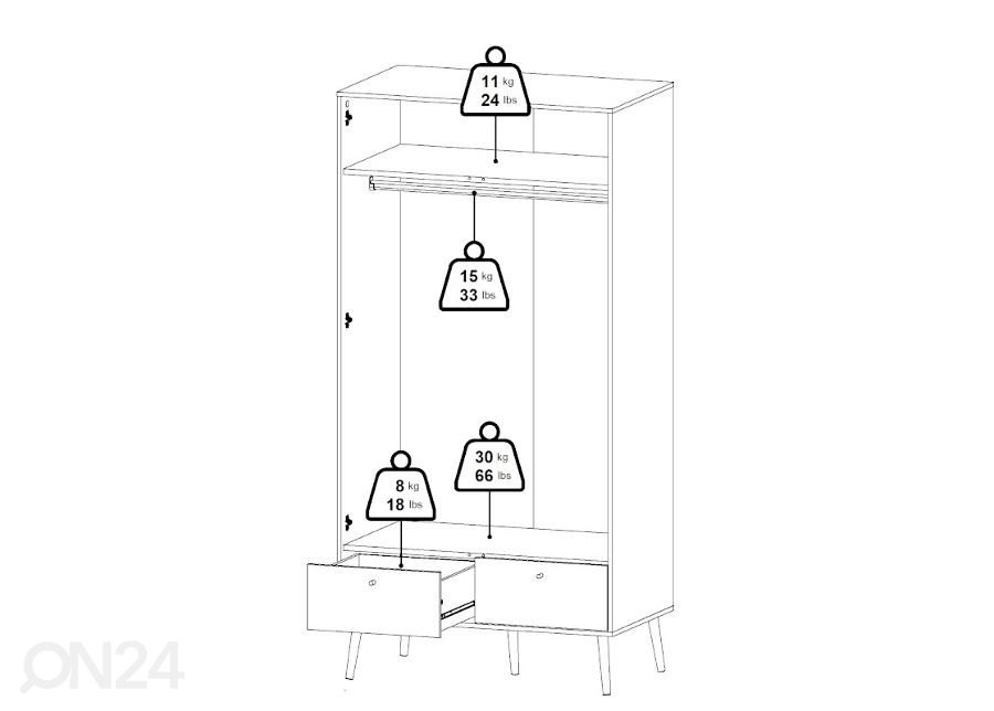 Riidekapp Bodo 99 cm suurendatud