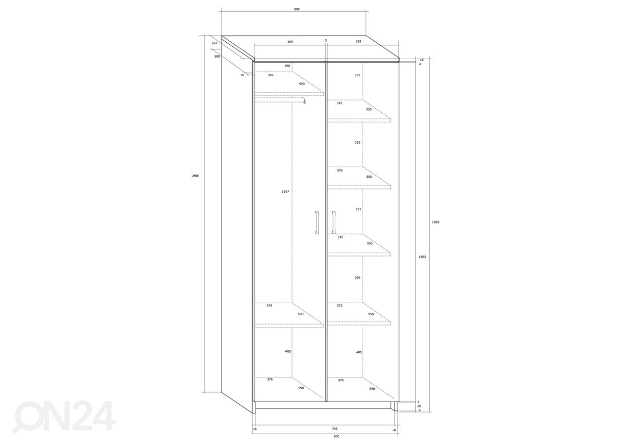 Riidekapp Clonakilty 81 cm suurendatud