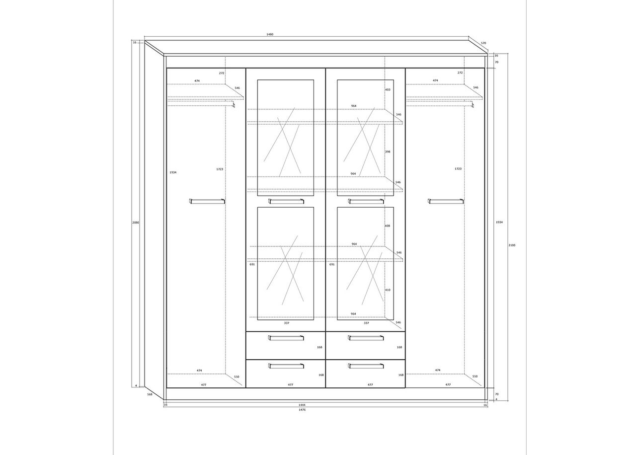 Riidekapp Cobhy 196 cm suurendatud