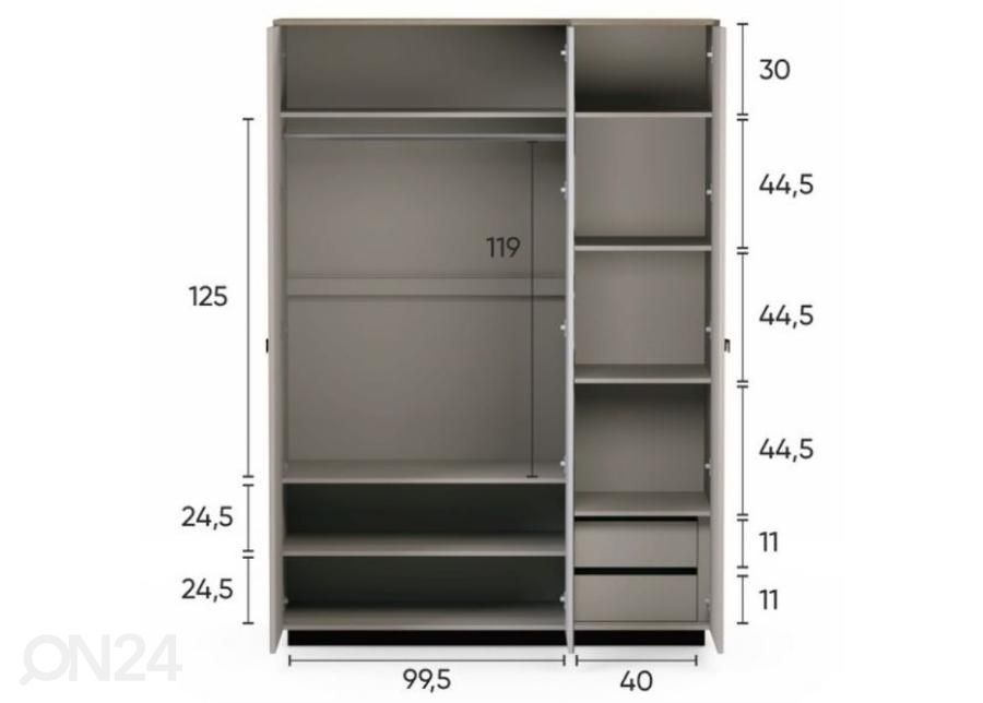 Riidekapp Dominica 153 cm suurendatud