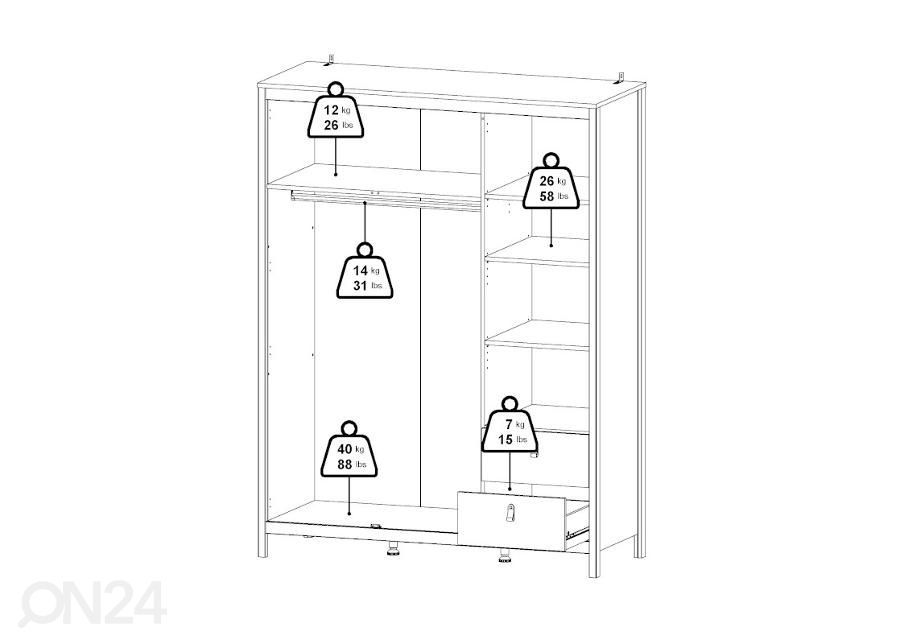 Riidekapp Madrid 150 cm suurendatud