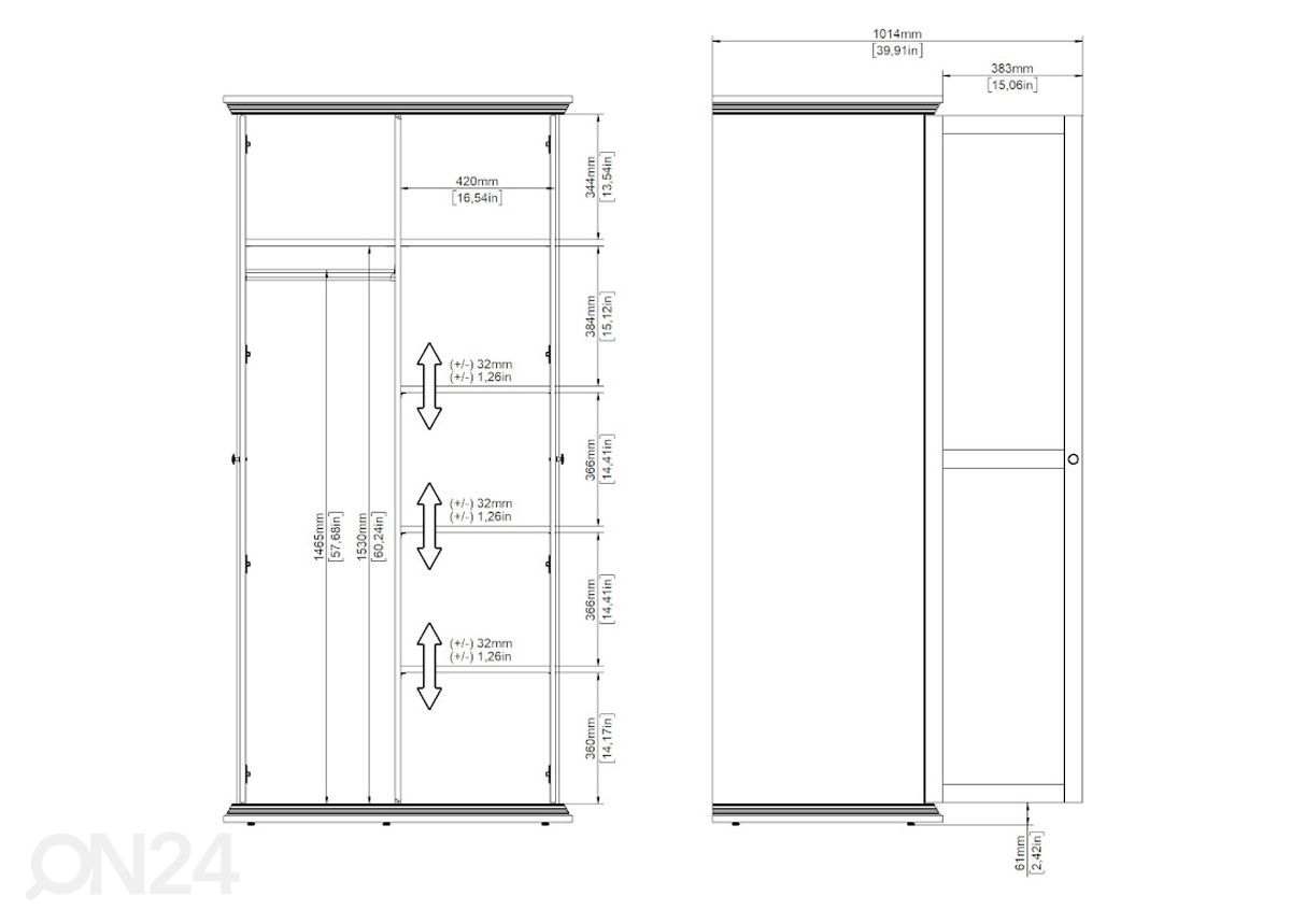 Riidekapp North 95,7 cm suurendatud