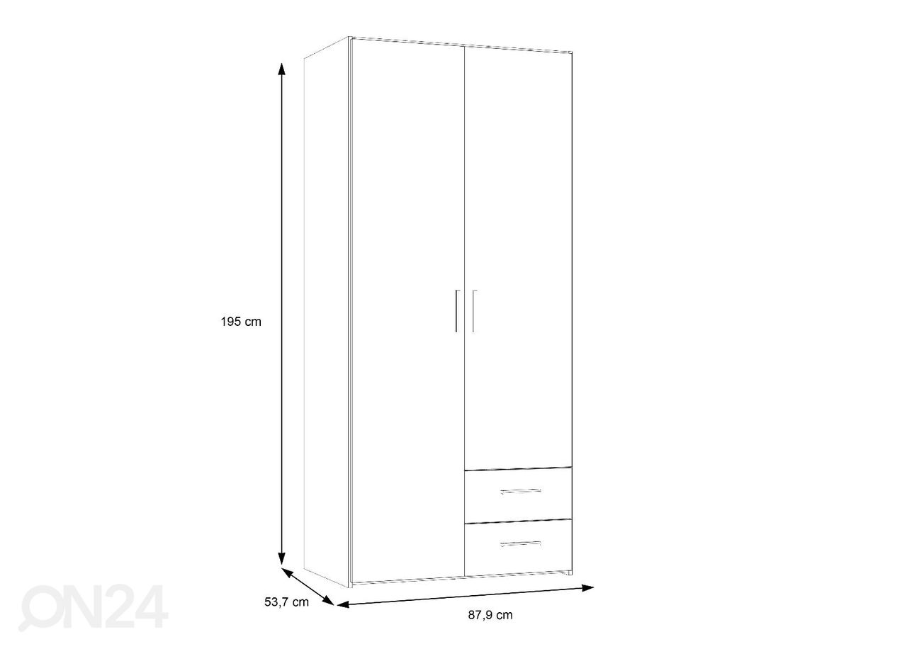 Riidekapp Perla 88 cm suurendatud