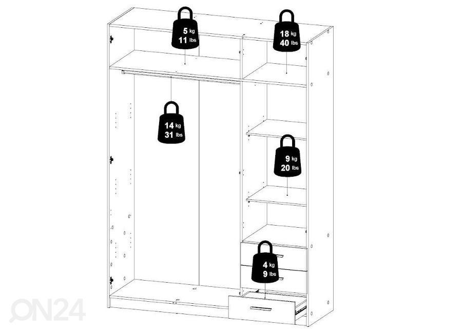 Riidekapp Sprint 147 cm suurendatud