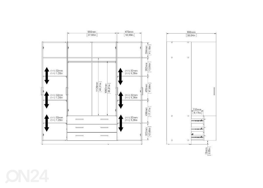 Riidekapp Sprint 195,5 cm suurendatud