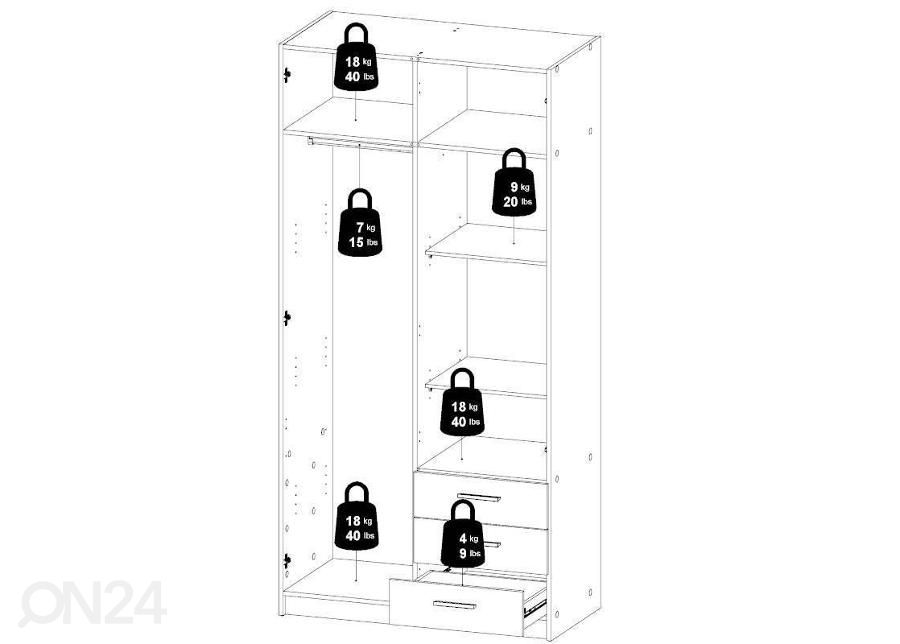 Riidekapp Sprint 98,5 cm suurendatud