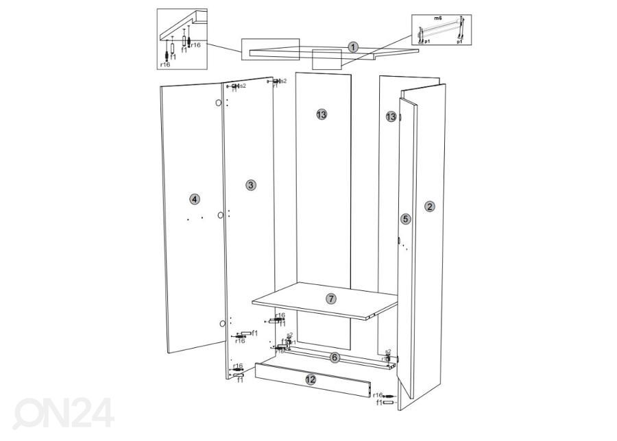 Riidekapp Top mix 60 cm suurendatud