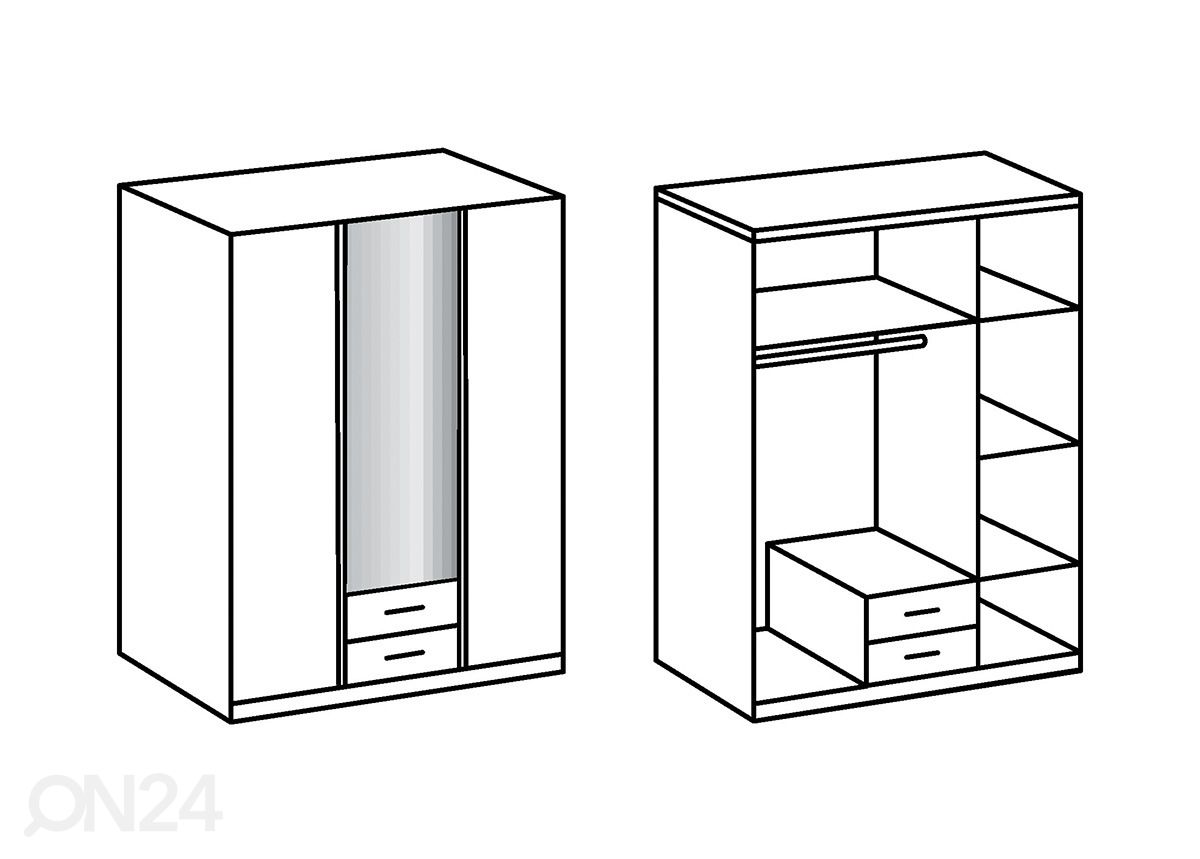 Riidekapp Trio 135 cm suurendatud