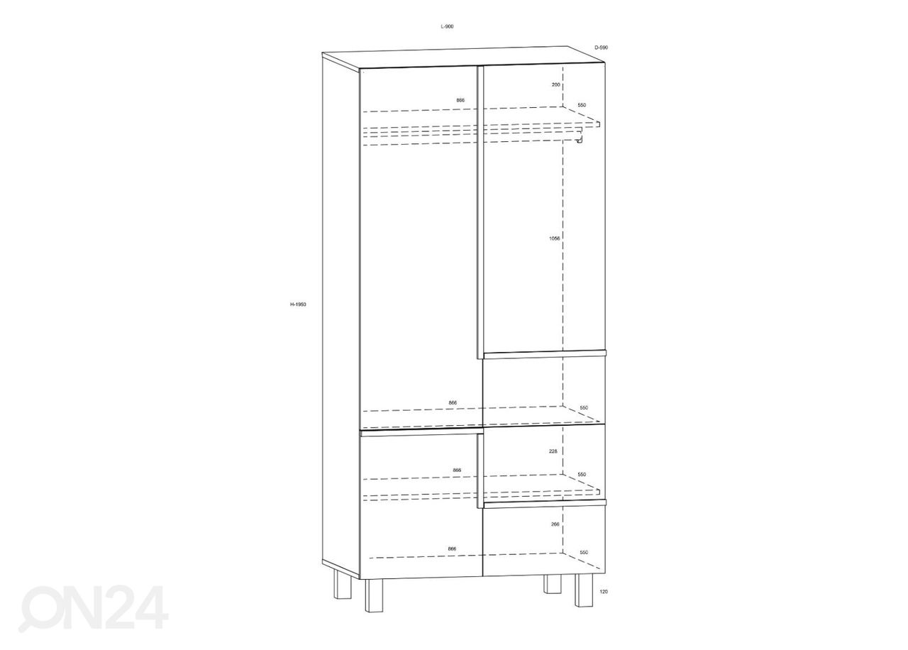 Riidekapp Youghal 90 cm suurendatud