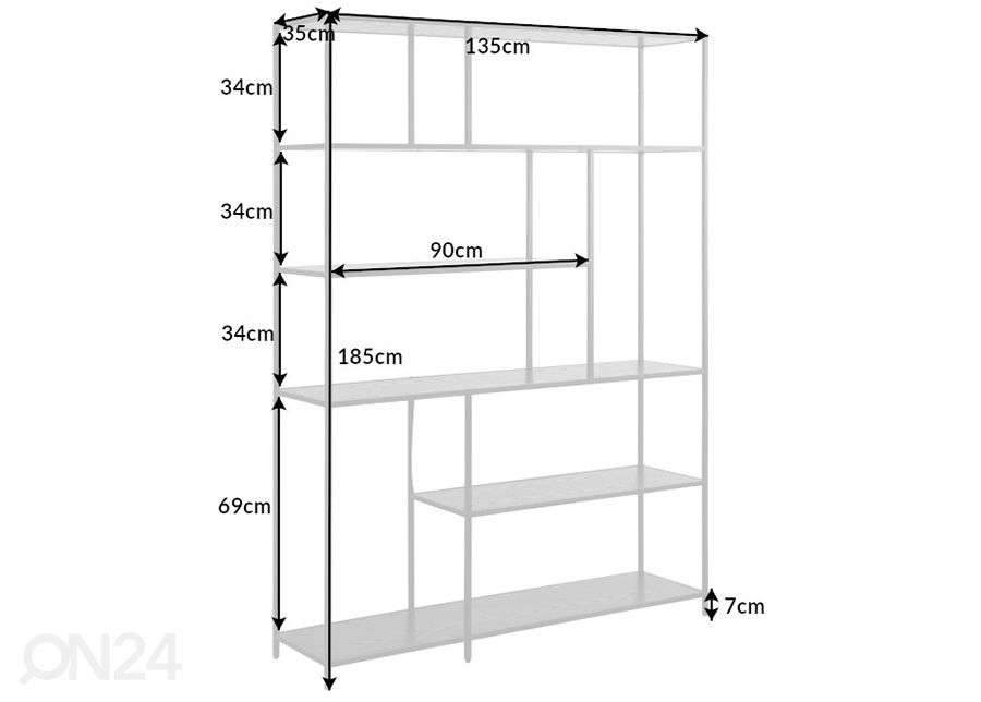 Riiul Slim Line 135 cm suurendatud