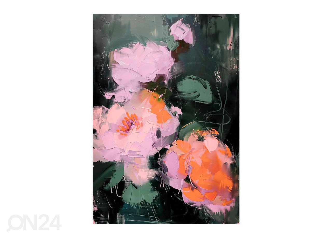 Seinamaal Pink Flowers 60x80 cm suurendatud