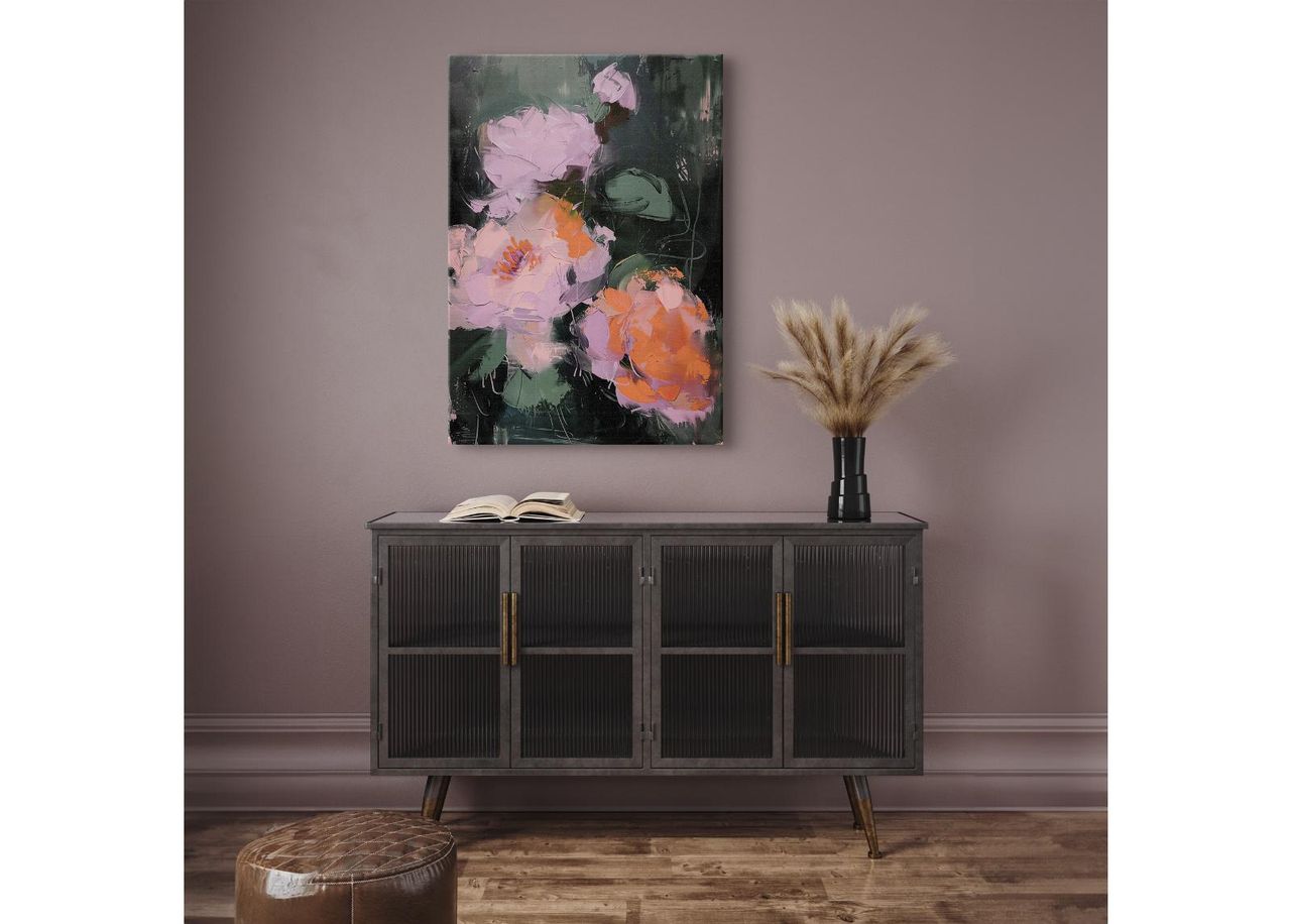 Seinamaal Pink Flowers 60x80 cm suurendatud