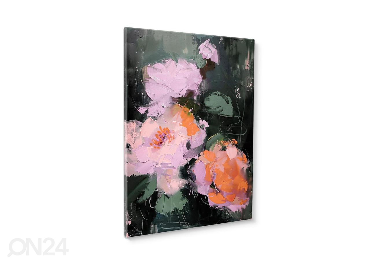 Seinamaal Pink Flowers 60x80 cm suurendatud