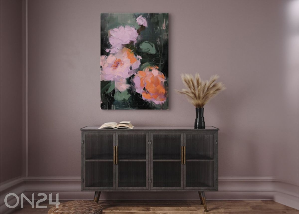 Seinamaal Pink Flowers 60x80 cm suurendatud