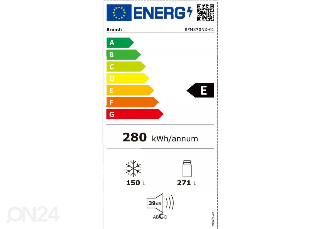 Side-by-side külmik Brandt BFM870NX suurendatud