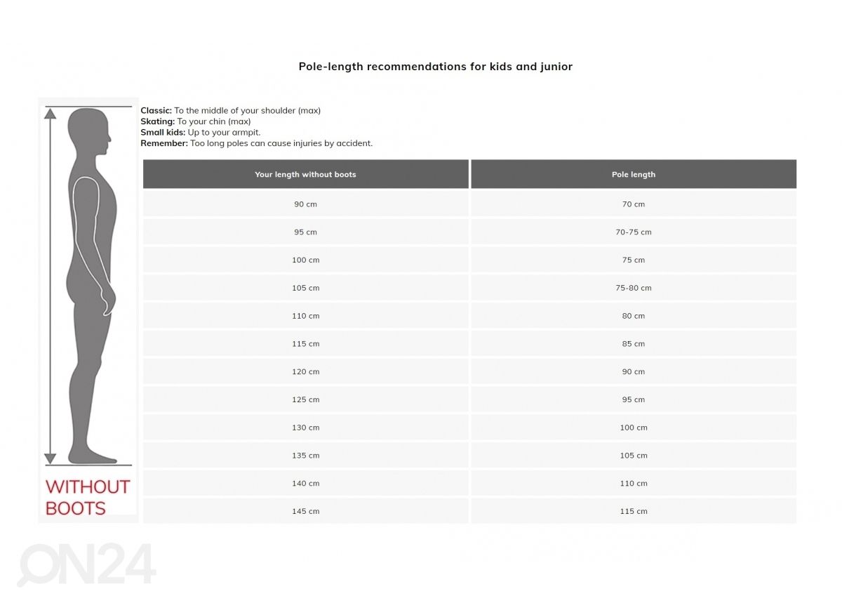 Suusakepid 100% klaasfiiber 90-150 cm suurendatud