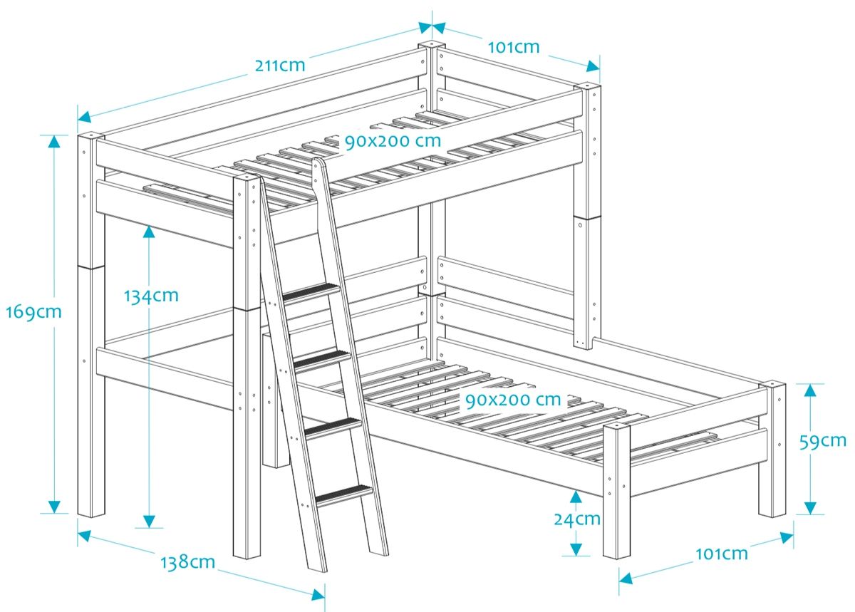 Suwem narivoodi Lahe kaldredeliga nurgalahendusega 90x200 cm suurendatud