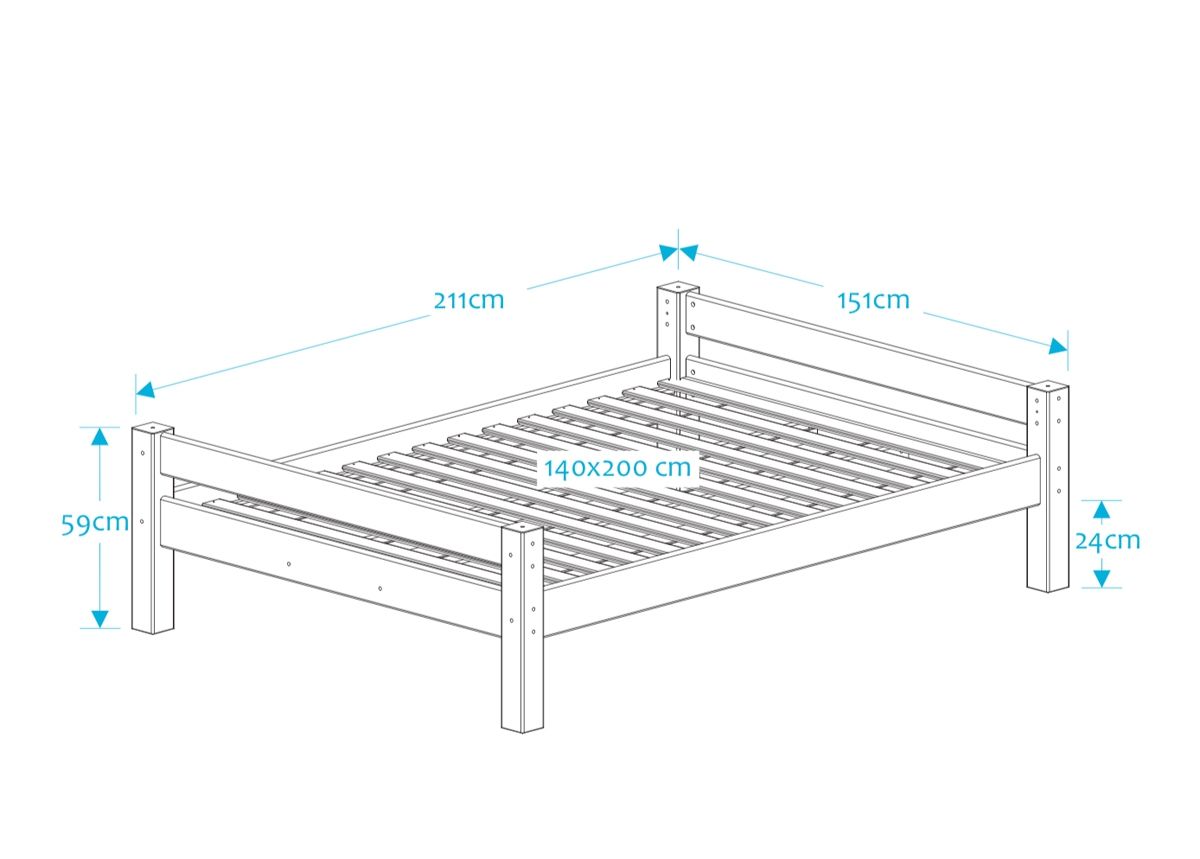 Suwem voodi Lahe 140x200 cm suurendatud