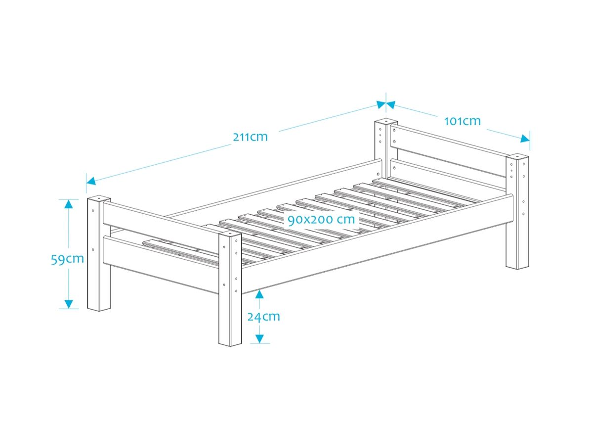 Suwem voodi Lahe 90x200 cm suurendatud