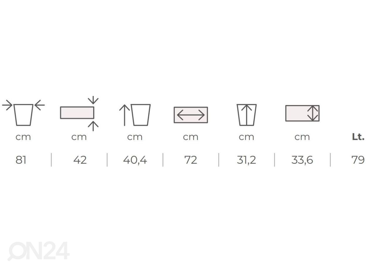 Taimepott Petram 81x42xh40 cm, valge suurendatud