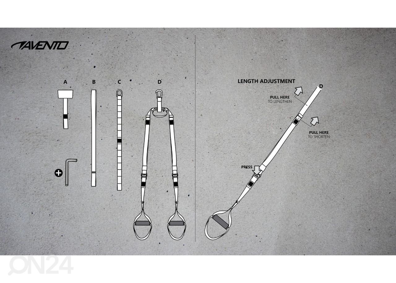 Treeningrihmade komplekt Avento suurendatud