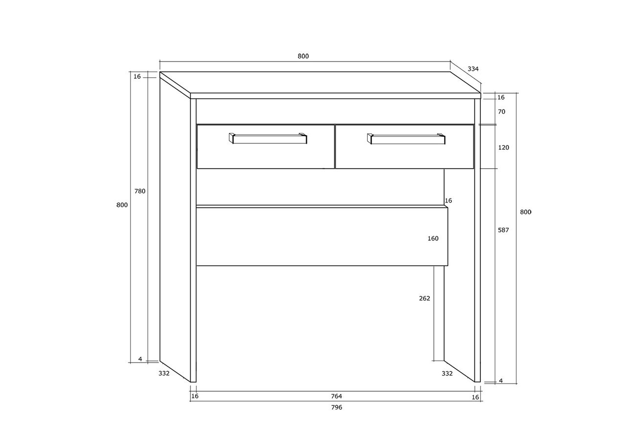 Tualettlaud / konsoollaud 80 cm suurendatud