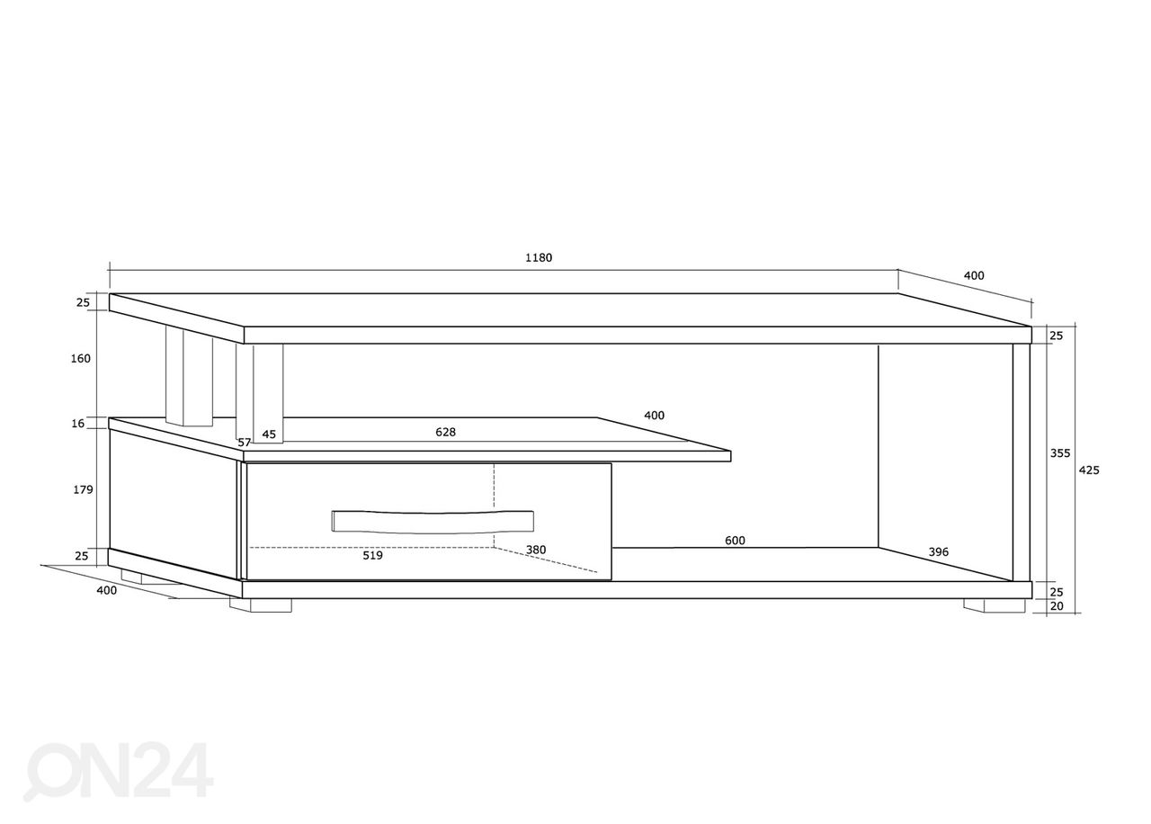 TV-alus 118 cm suurendatud