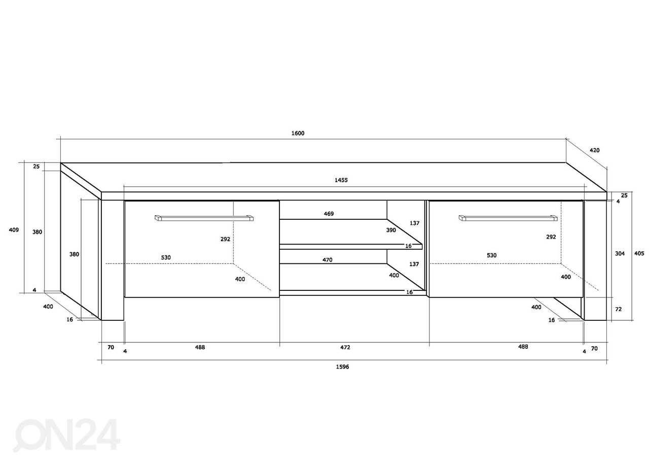 TV-alus 160 cm suurendatud