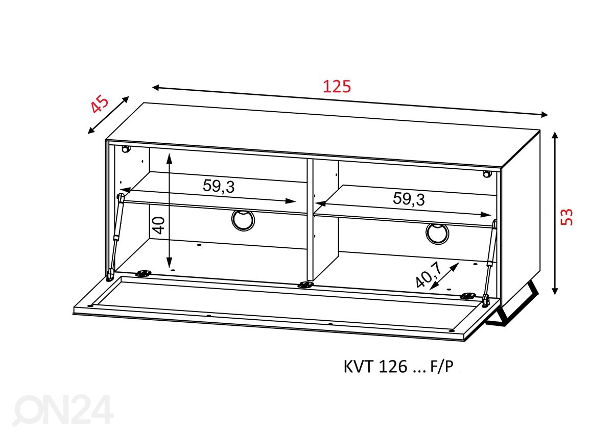 Tv-alus jalgadel Venti 125 cm suurendatud