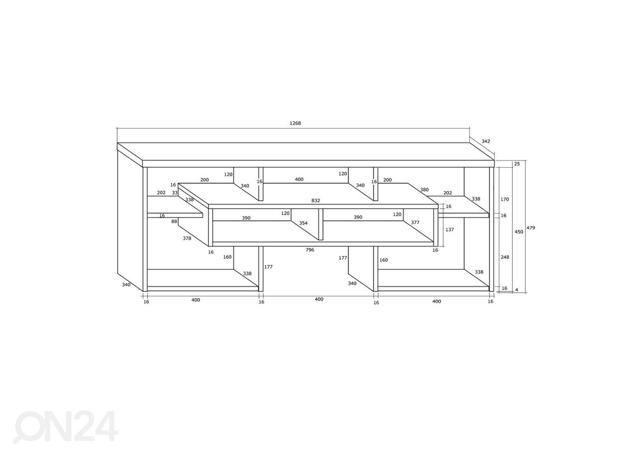 TV-alus Macroom 127 cm suurendatud