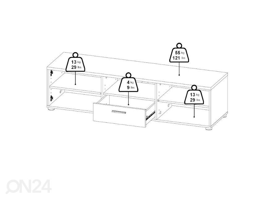 Tv-alus Media 147 cm, valge suurendatud