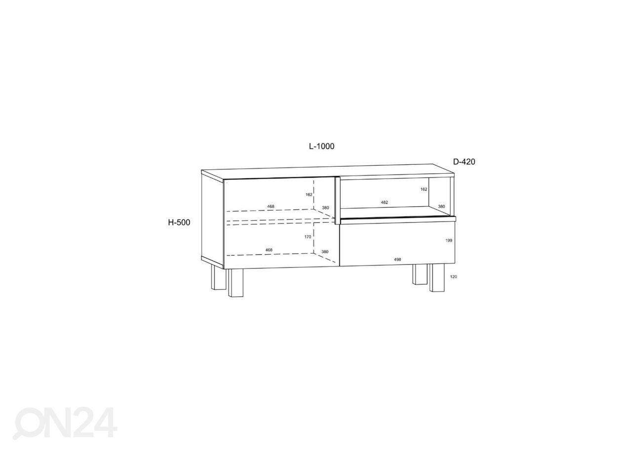 TV-alus Youghal 100 cm suurendatud