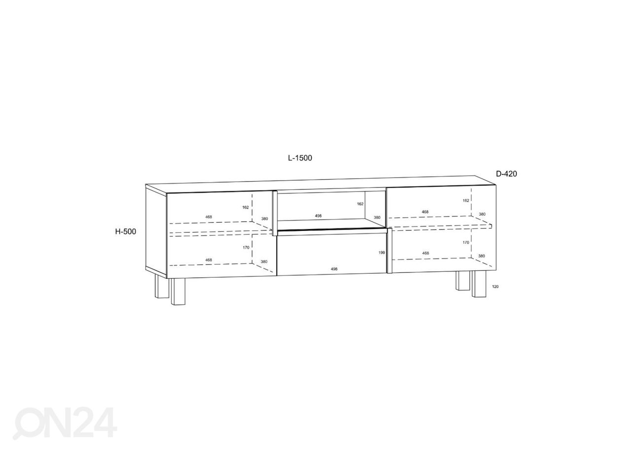 TV-alus Youghal 150 cm suurendatud