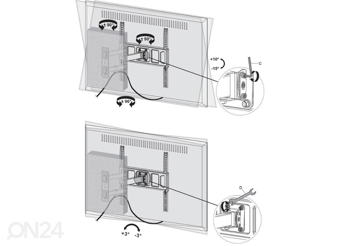 TV kinnitus 32“ – 55“ Sencor suurendatud